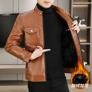 Autumn and Winter Binjie New Leather Men's Leather Jacket Single Clothes Korean Style Fashionable Slim-fit Handsome Youth Casual Jacket