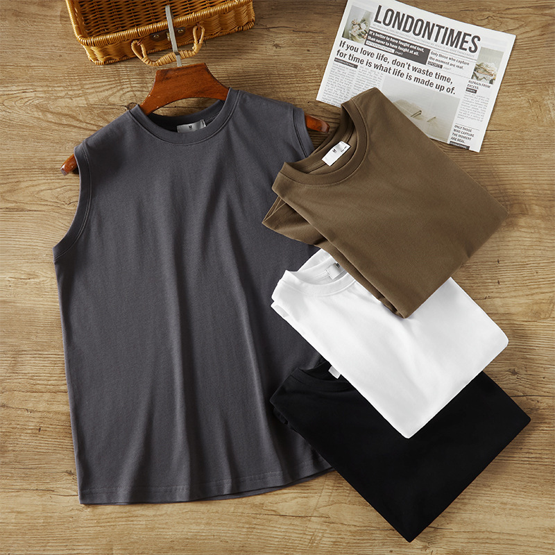*Dropshipping American-Style Heavyweight Cotton Vest, Pure Cotton Washed Sleeveless Unisex T-Shirt, Summer Tank Top, Solid Color Casual Sports Base Layer *Dropshipping American-Style Heavyweight Cotton Vest, Pure Cotton Washed Sleeveless Unisex T-Shirt, Summer Tank Top, Solid Color Casual Sports Base Layer