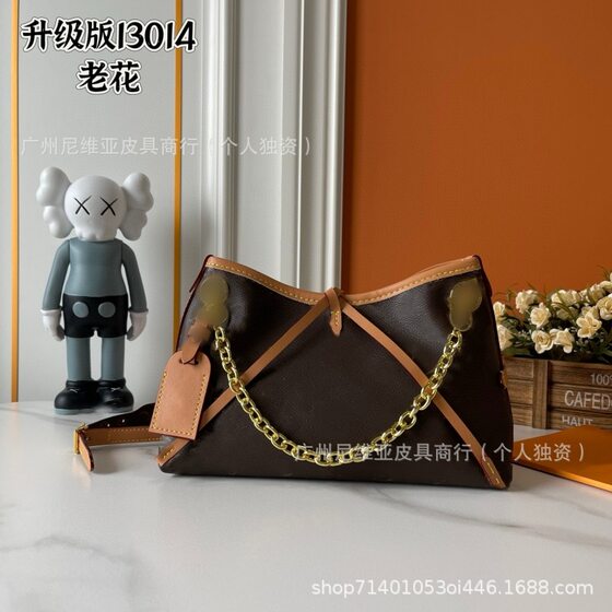 Direct Supply Cross-Border New Classic Old Flower White Three-Color Carryall Genuine Leather Tote Cross-Body Bag Versatile Shoulder Bag for Women