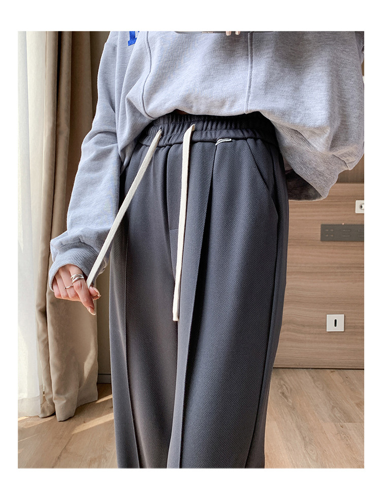 【中国直邮】诺蒂喀 春季2023新款直筒开叉休闲卫裤 灰色常规 XL