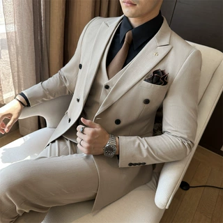 定制双排西服男套装工作商务宴会可小批量定做西装颜色可自选