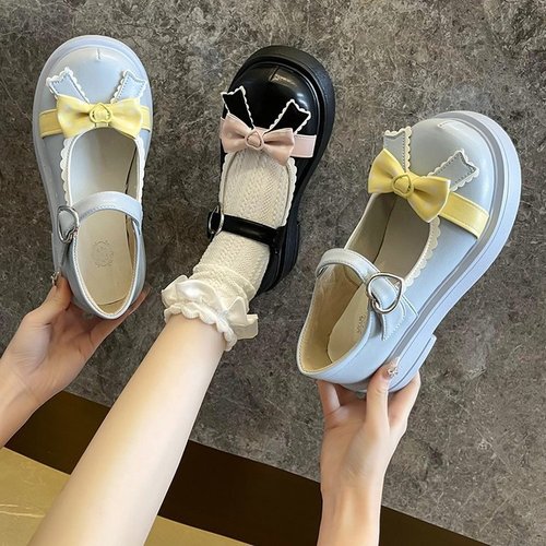 Mary Jane shoes women  lovely bowknot lolita female small leather shoes