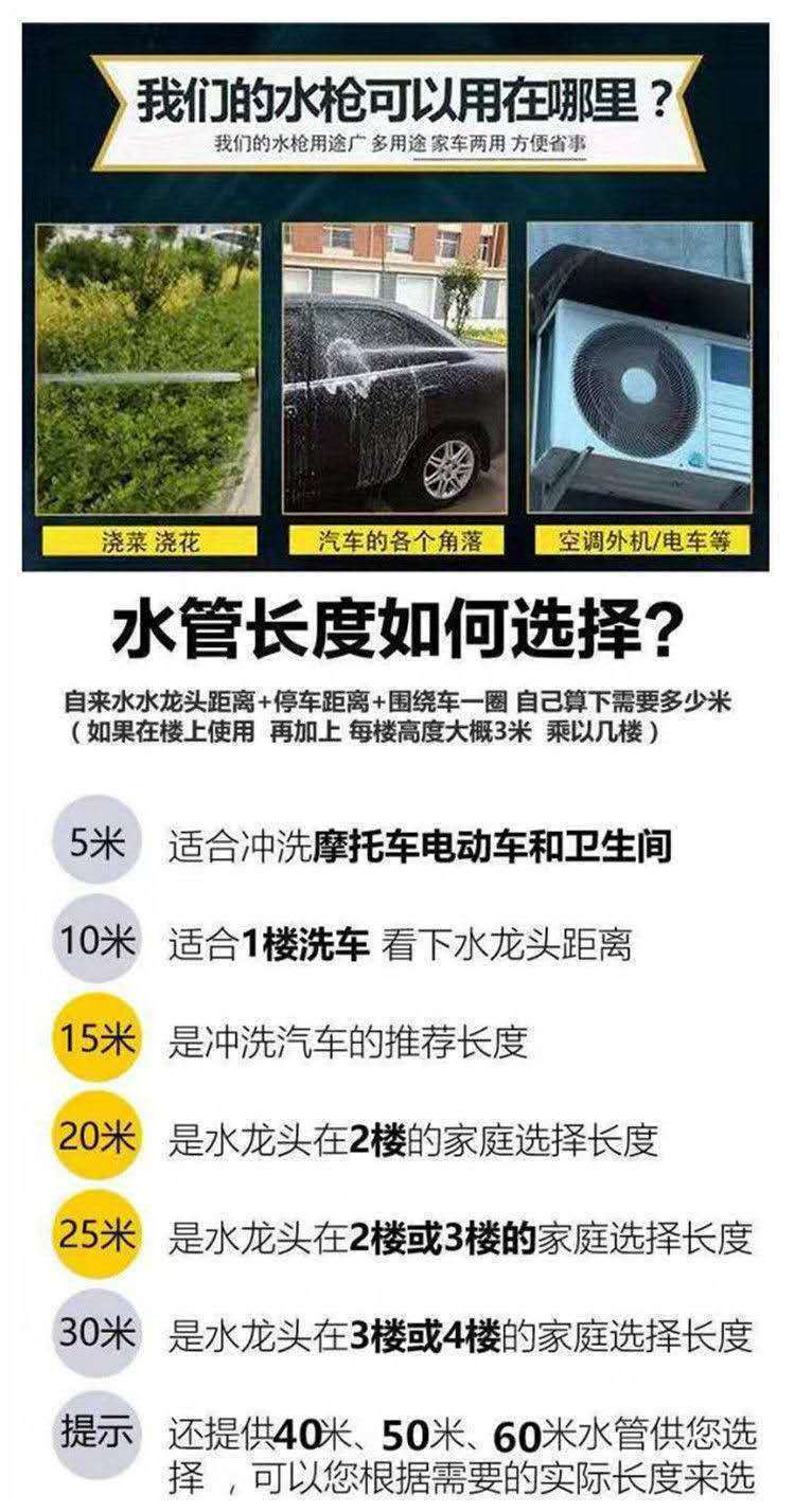 Suitable for car wash water pipe water gun high pressure water gun household suit water flower wash copper water gun tools antifreeze hose