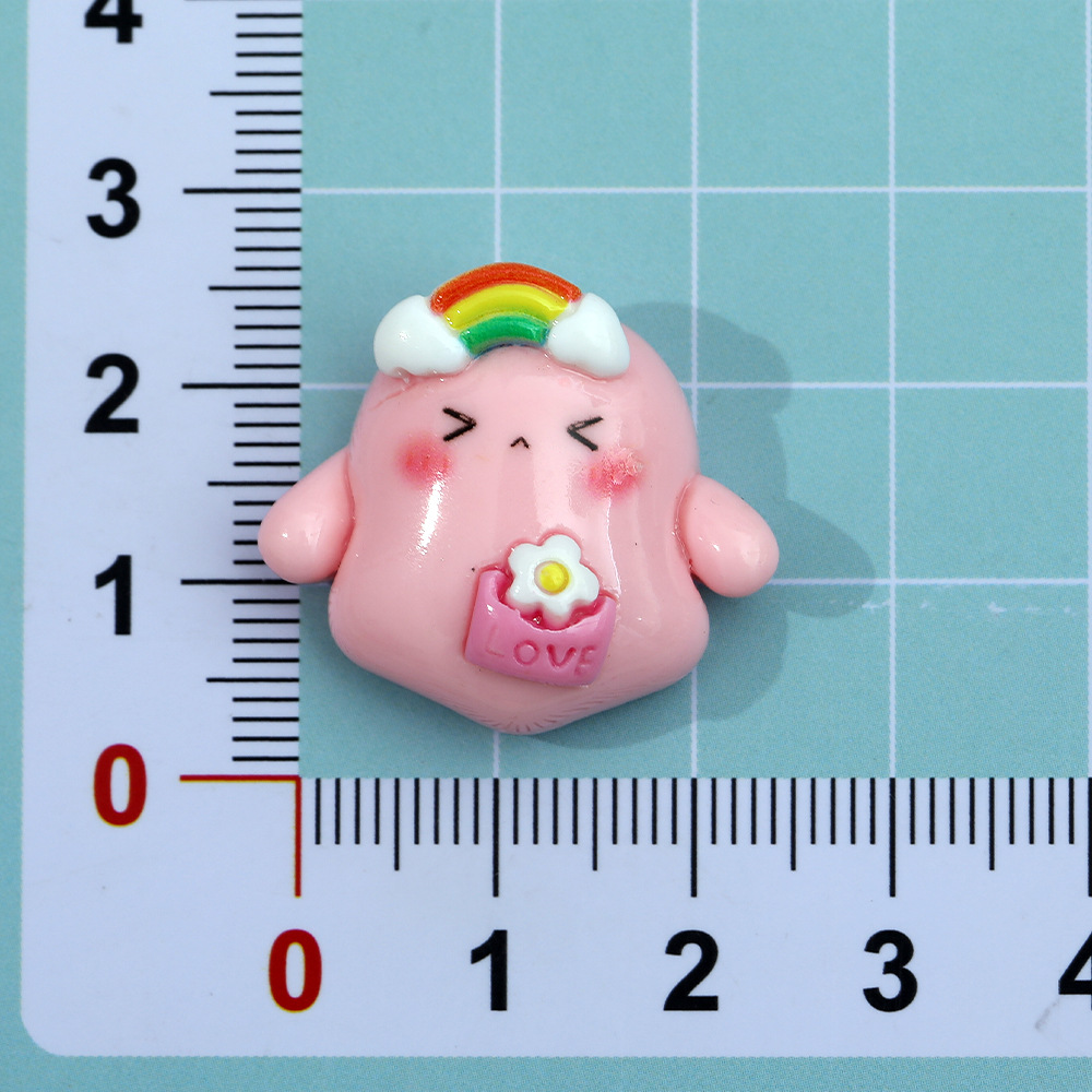 Nueva historieta lindo pollo Arco Iris DIY resina accesorios hechos a mano accesorios para el cabello teléfono móvil Shell llavero zapato hebilla accesorios al por mayor