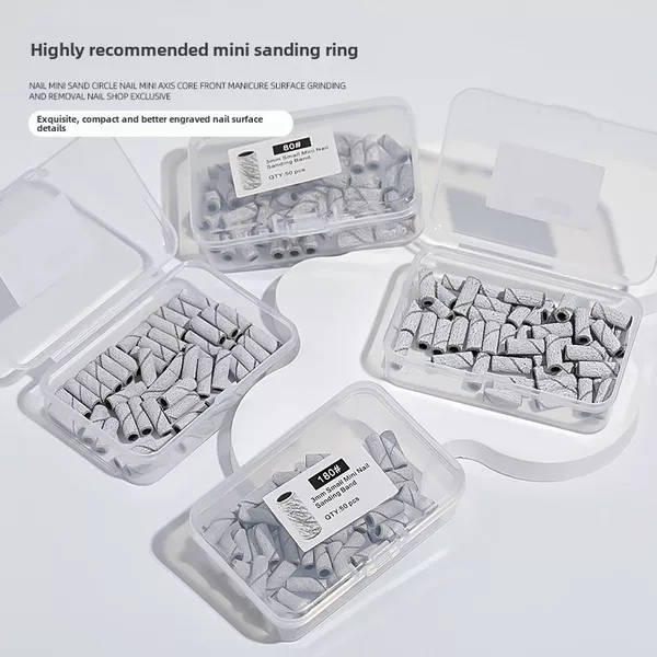 Nail Polishing Sanding Ring, Mini Stainless Steel Shaft Grinding and Shaping Head, Wear-Resistant Tool Sanding Ring