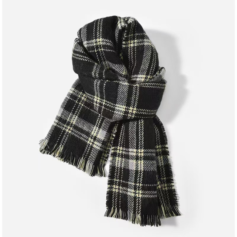 Sciarpa scaldacollo rossa di alta qualità in maglia invernale da donna, stile scozzese, versione coreana, versatile e natalizia_voghion.com