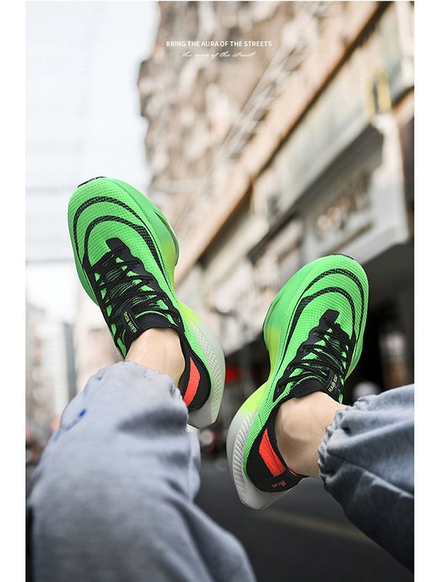 Profesional maratón tablero de carbono zapatillas hombres cojín aire absorción choque transpirable ligero Racing roto tres pareja zapatilla