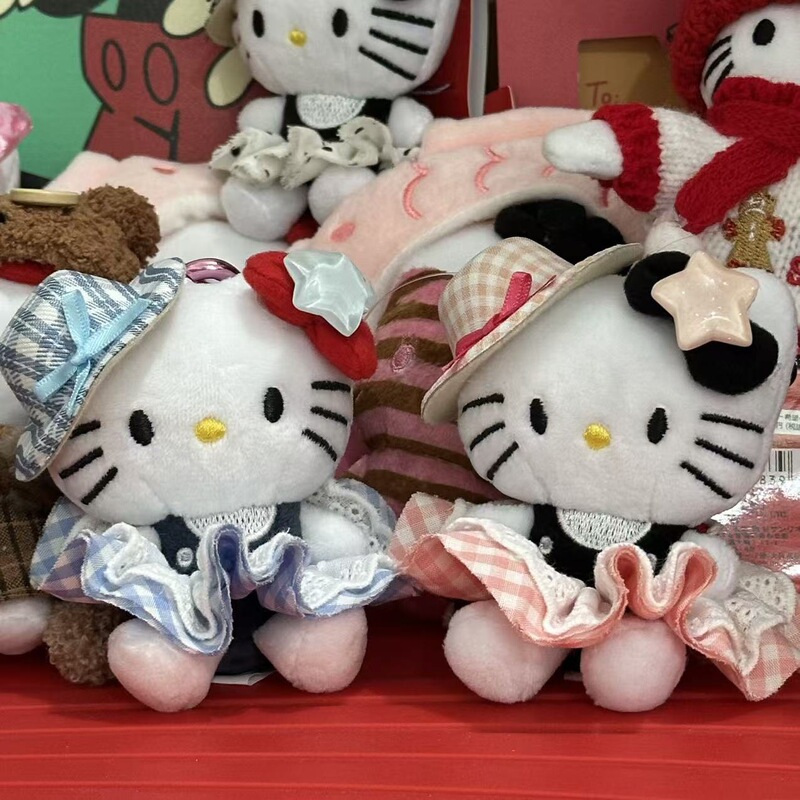 秋季新款格子礼帽kitty公仔钥匙扣星星挂件挂饰包包少女心可爱毛|undefined