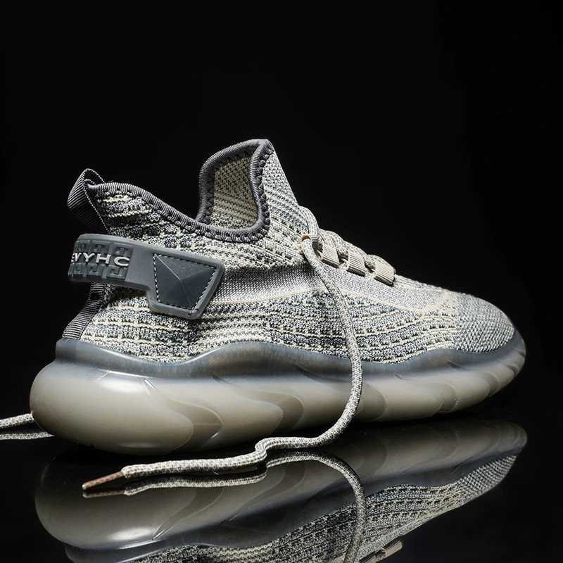 Внешняя торговля исходные летающие тканые туфли прозрачная нижняя сетка мужская обувь летняя дышащая спортивная обувь носки повседневная обувь мужская модель