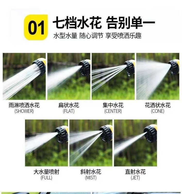 Suitable for high-pressure 7-speed adjustable car wash water gun car wash water pipe car supplies watering household car wash spray gun