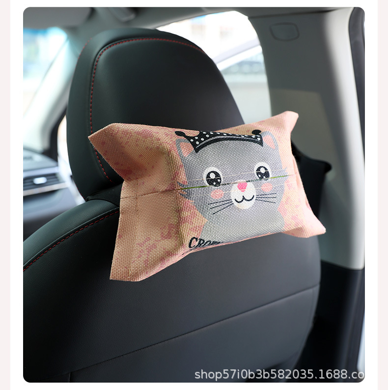 Creative Car Seat Tissue Box Hanging Car Seat Back Draining Cartoon Box Cover Car Interior Decoration Cartoon Cute