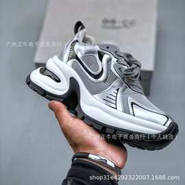 莆田纯原高端白露老爹鞋女GGCC银色厚底内增高网面休闲运动单鞋潮