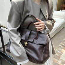 2025新款女包裘真植鞣皮手提公文包托特包大容量女士商务公文包包