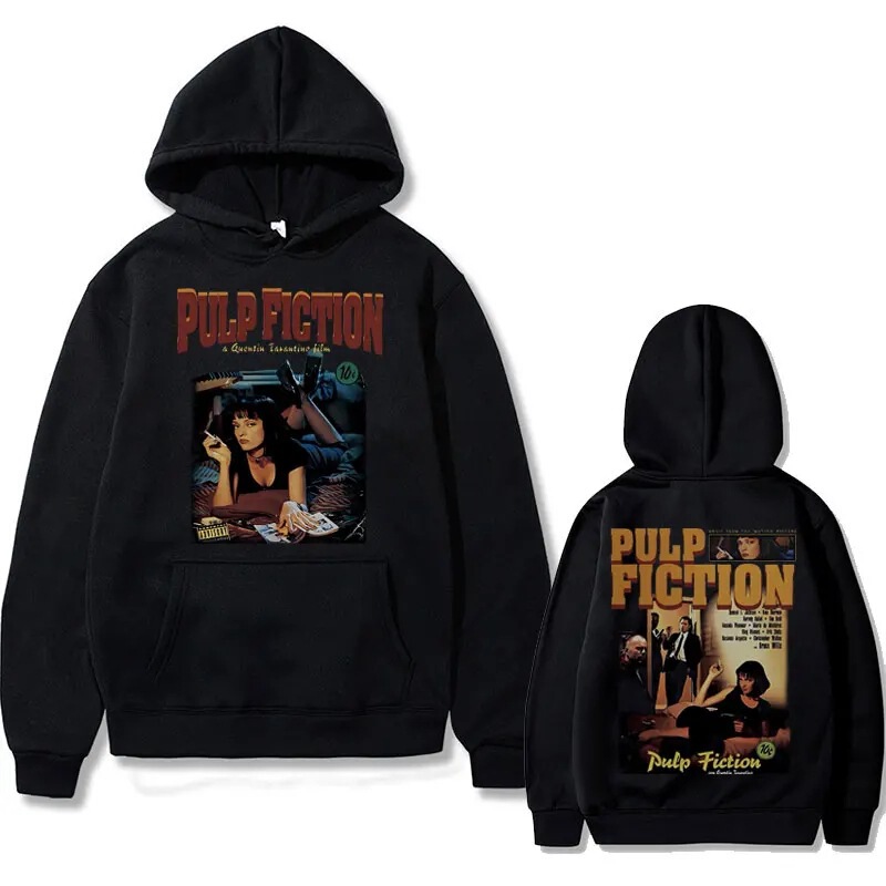 Movie Pulp Fiction Mia Wallace Print Hoodie Quentin Tarantino Hoodie Men's Casual Loose Fit