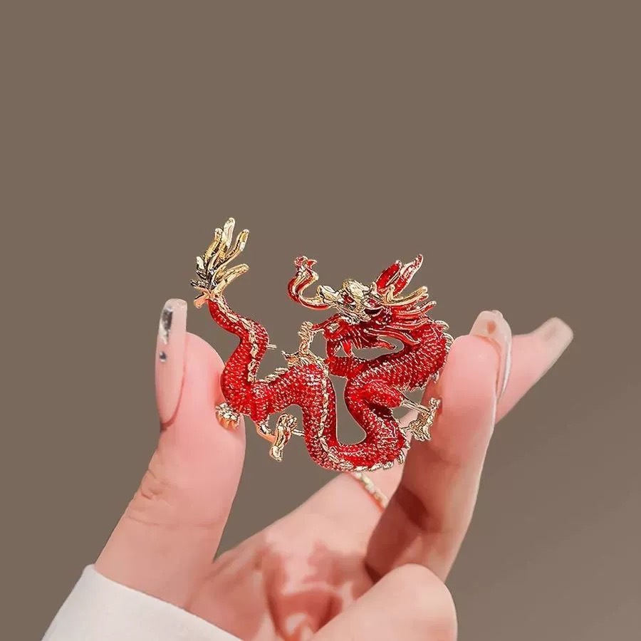 Chinese Style National Fashion Dragon Men's Fashion Brooch All-match Atmospheric Zodiac Dragon Corsage Suit Sweater Pin Women's Accessories