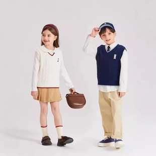 Little Bear Children's Clothing Spring and Autumn New Men's and Women's Clothing Vests College Style Sweaters Support One Piece Dropshipping