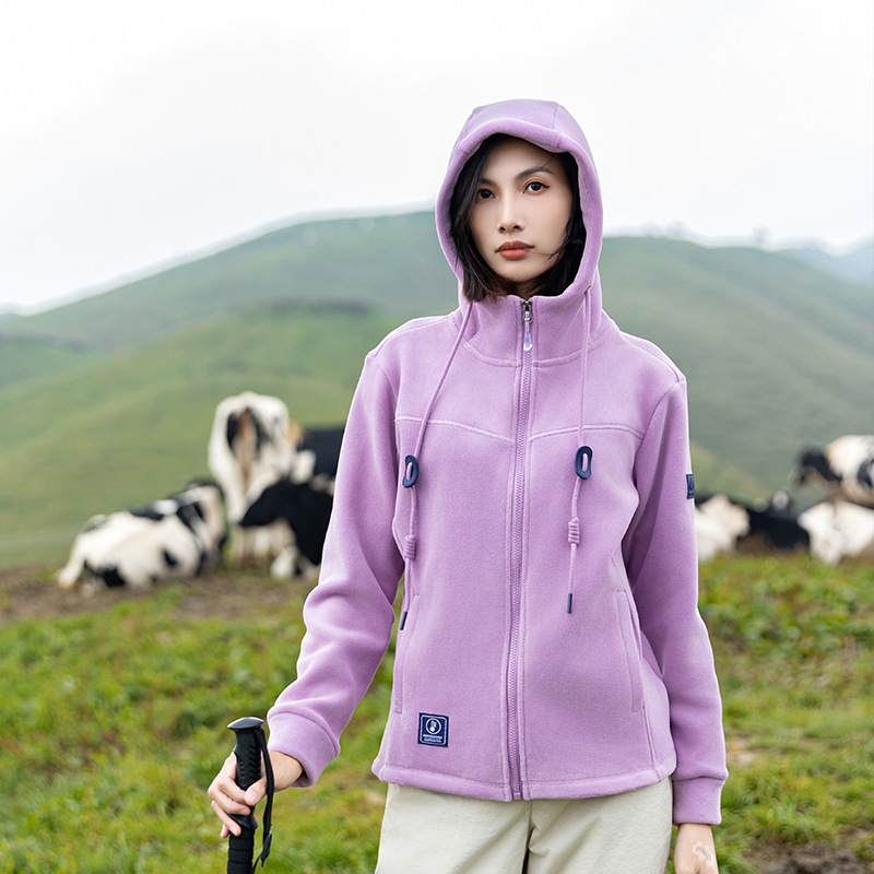 Gran marca australiana chaqueta de terciopelo hombre y mujer al aire libre infrarrojo lejano calentamiento calentamiento de terciopelo agitado grueso con capuchón chaqueta de terciopelo image 8