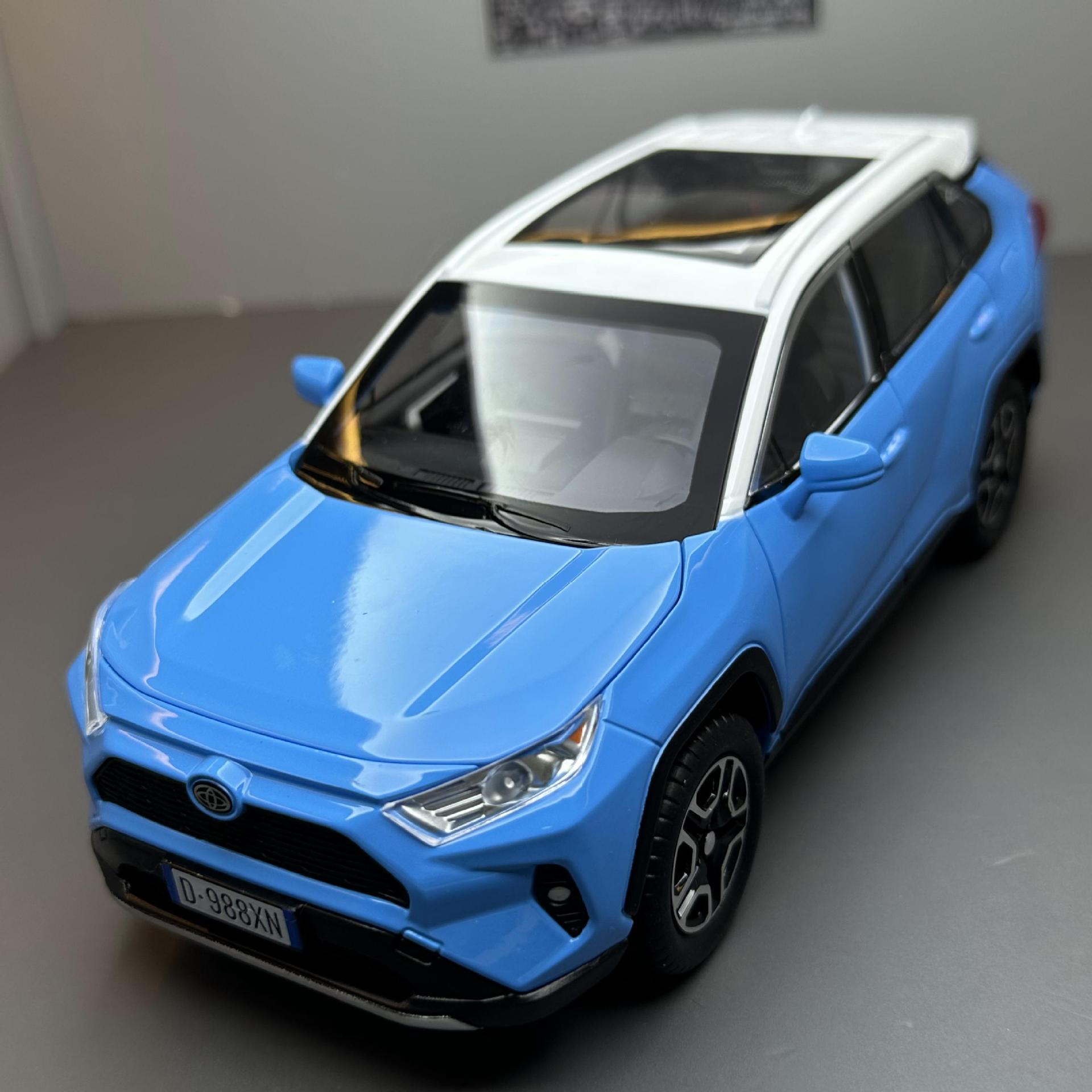 Jiaye 1:22 modelo de coche de aleación RAV4 vehículo todoterreno sonido luz Tire hacia atrás juguete coche música modelo decoración colección