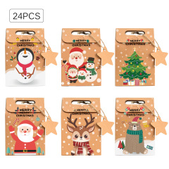 新しいアイデアクリスマス喜糖箱プレゼント包装箱雪花クラフト紙袋祝日礼箱24個卸売りクロスボーダー