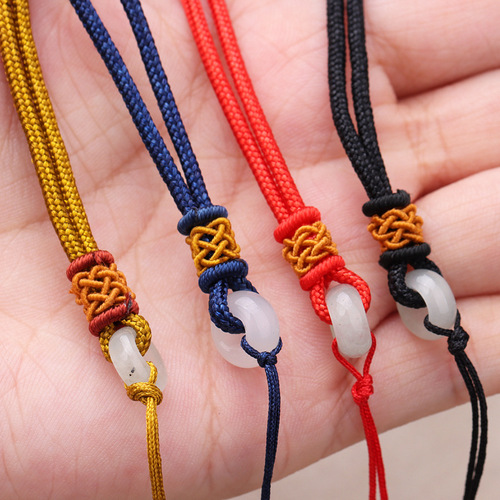 White knot pendant hanging rope handmade high-end jade and field jade peace knot men's hanging necklaces rope wholesale 