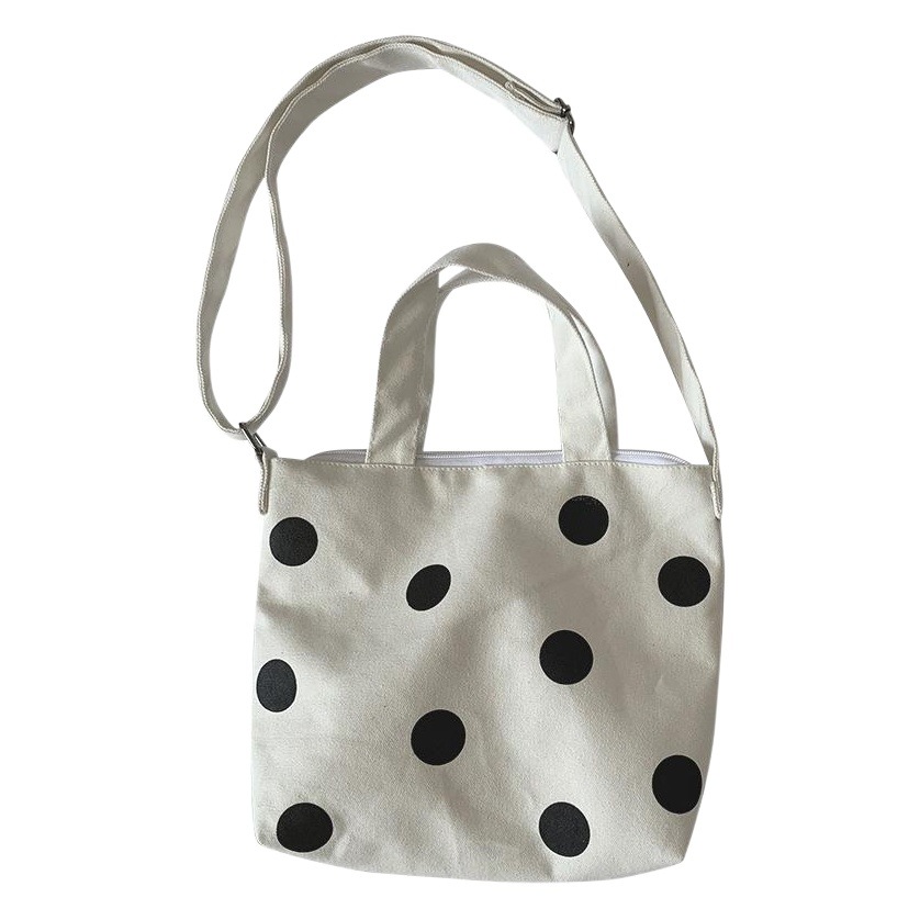Bolso de lona, ​​bolso cruzado súper popular, bolso pequeño de estilo perezoso, bolso de lona de lunares para mujer, bolso de hombro para mujer