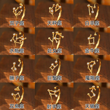 榕树下S925银小众设计感十二星座戒指女夏简约12符号生辰指环跨境