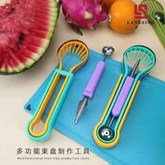 Three-in-One Fruit Scoop Carving Knife Multi-functional Fruit Platter Tool Watermelon Scooper Avocado Cutter