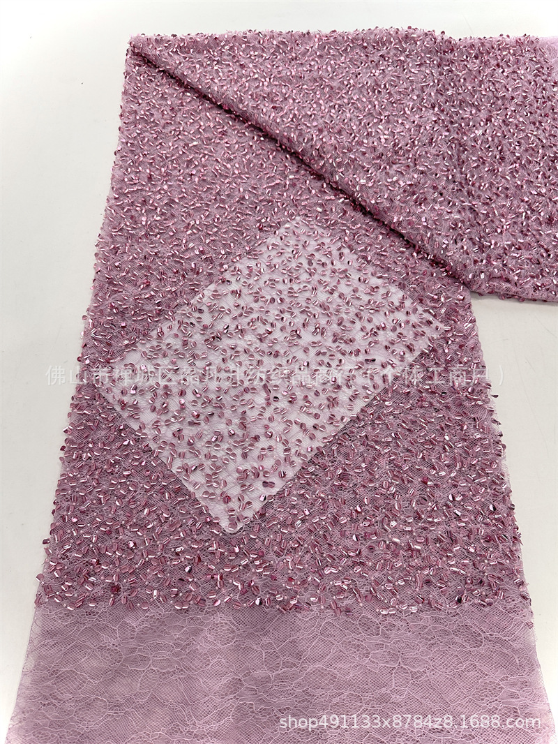 Tejido de sequinilla tejido de bordado pesado tejido de cordón de encaje de verano vestido de noche alta tela de moda image 12