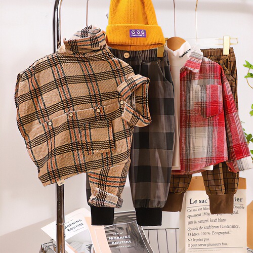 Seasonal Children's Casual Plaid Shirt for Boys and Girls, Long-Sleeved Outer Jacket for Toddlers and Young Children