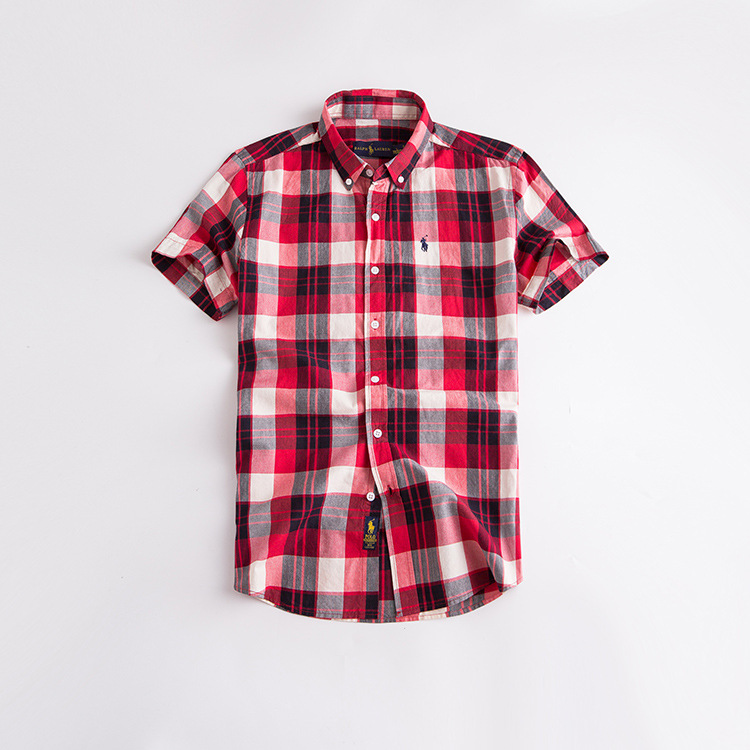 Paul summer cotton short-sleeved plaid s...