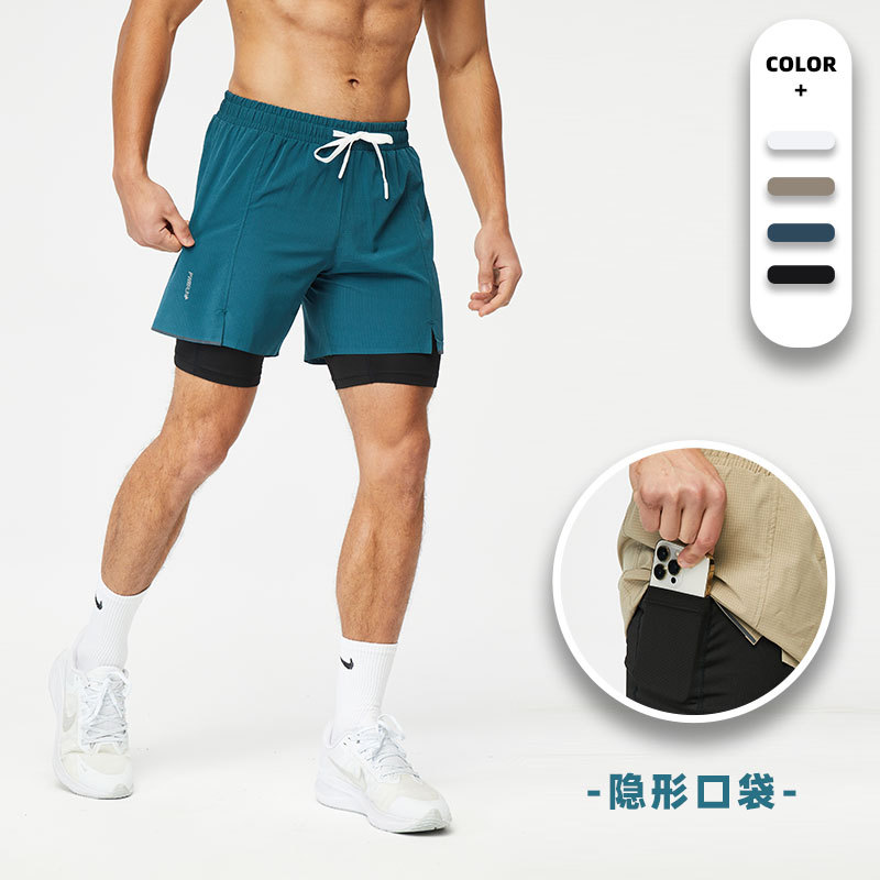 Nuevos pantalones cortos deportivos casuales de dos piezas para hombres Pantalones deportivos de baloncesto de secado rápido transpirables correr ropa de entrenamiento pantalones cortos
