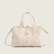 港风轻奢菱格手提包女2025新潮精致气质手拎包单肩斜挎包包跨境