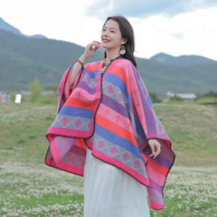 Yunnan Dali Shawl Casual Stylish Outerwear for Women Ethnic Style Xinjiang Xizang Sichuan West Travel Cape Cloak Jacket