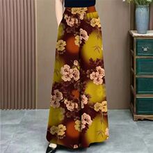 200斤胖mm大码女装夏季宽松超大码阔腿裤女印花高腰盘胖妈妈长裤