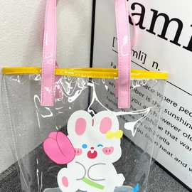 ins高颜值少女果冻包2024夏季透明水桶手提袋防水沙滩包手拎痛包