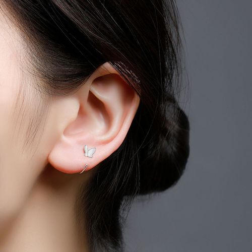 s999 sterling silver earrings for women, simple temperament ear bone rings, small ins earrings for women, pierced ears, retro national style earrings