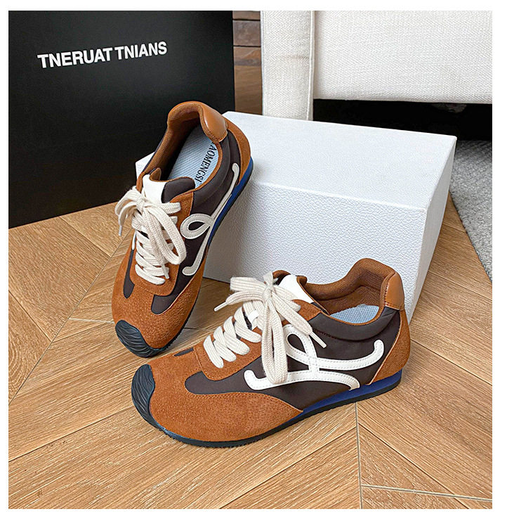 Giày sneaker nữ dáng Agandexun buộc dây tăng chiều cao bên trong 5 cm, mũi tròn, phong cách casual — Màu hồng, Màu nâu đậm, Màu xám, Màu đen chi tiết 26