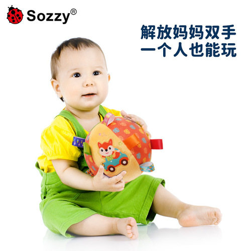 Sozzy Newborn Exercise Grab Rattle Plush Soothing Baby Puzzle Hand Grab Ball Baby Toy Rattle Ball