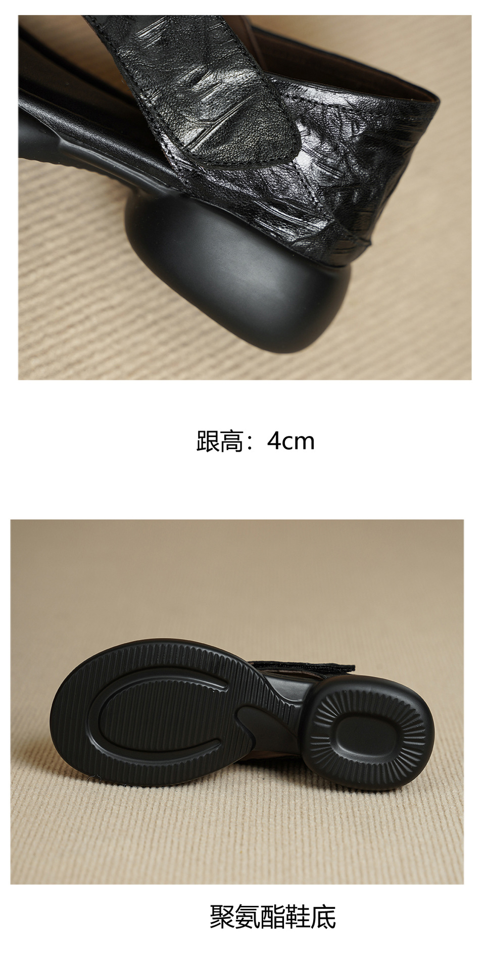 Sandal nữ hở mũi đế dày 4 cm da cừu quai chéo bọc gót — màu nâu chi tiết 19