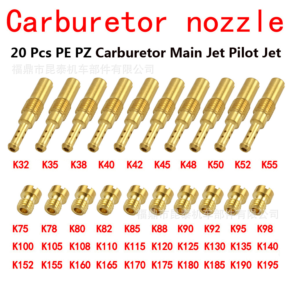 20pcs carburetor PE PZ CG modified main jet main jet pilot jet pilot jets fuel nozzle