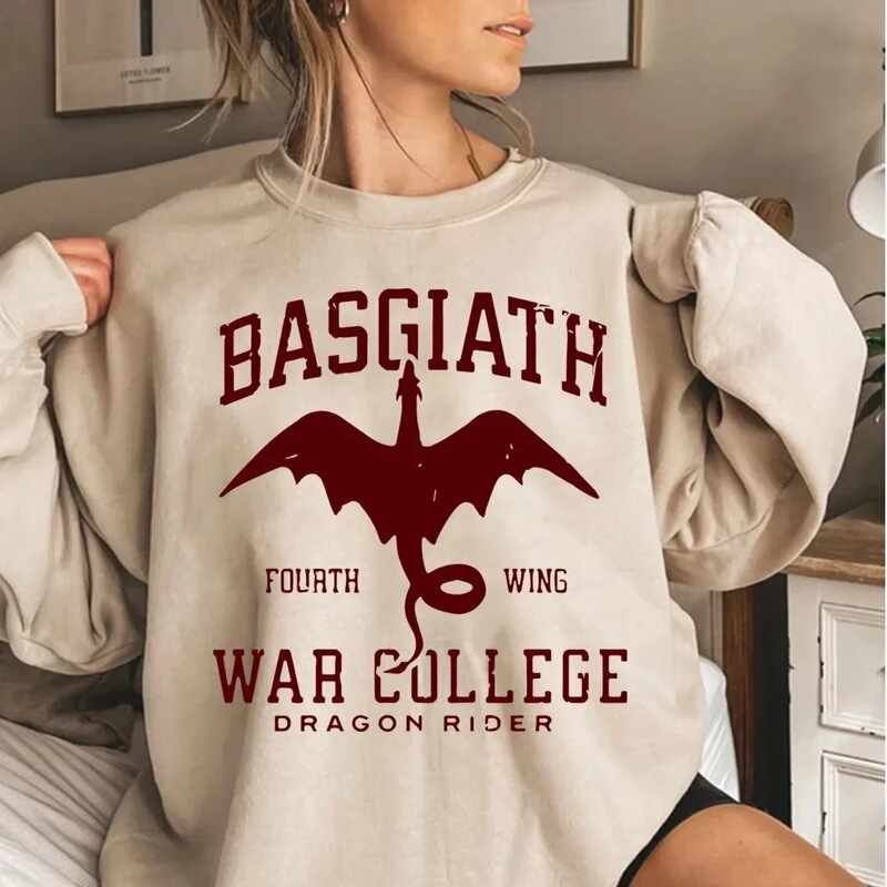 Cross-Border European Size Retro Fourth Wing Sweatshirt Graphic Hoodie for Women Basgiath War Academy Hooded Sports Top Cross-Border European Size Retro Fourth Wing Sweatshirt Graphic Hoodie for Women Basgiath War Academy Hooded Sports Top