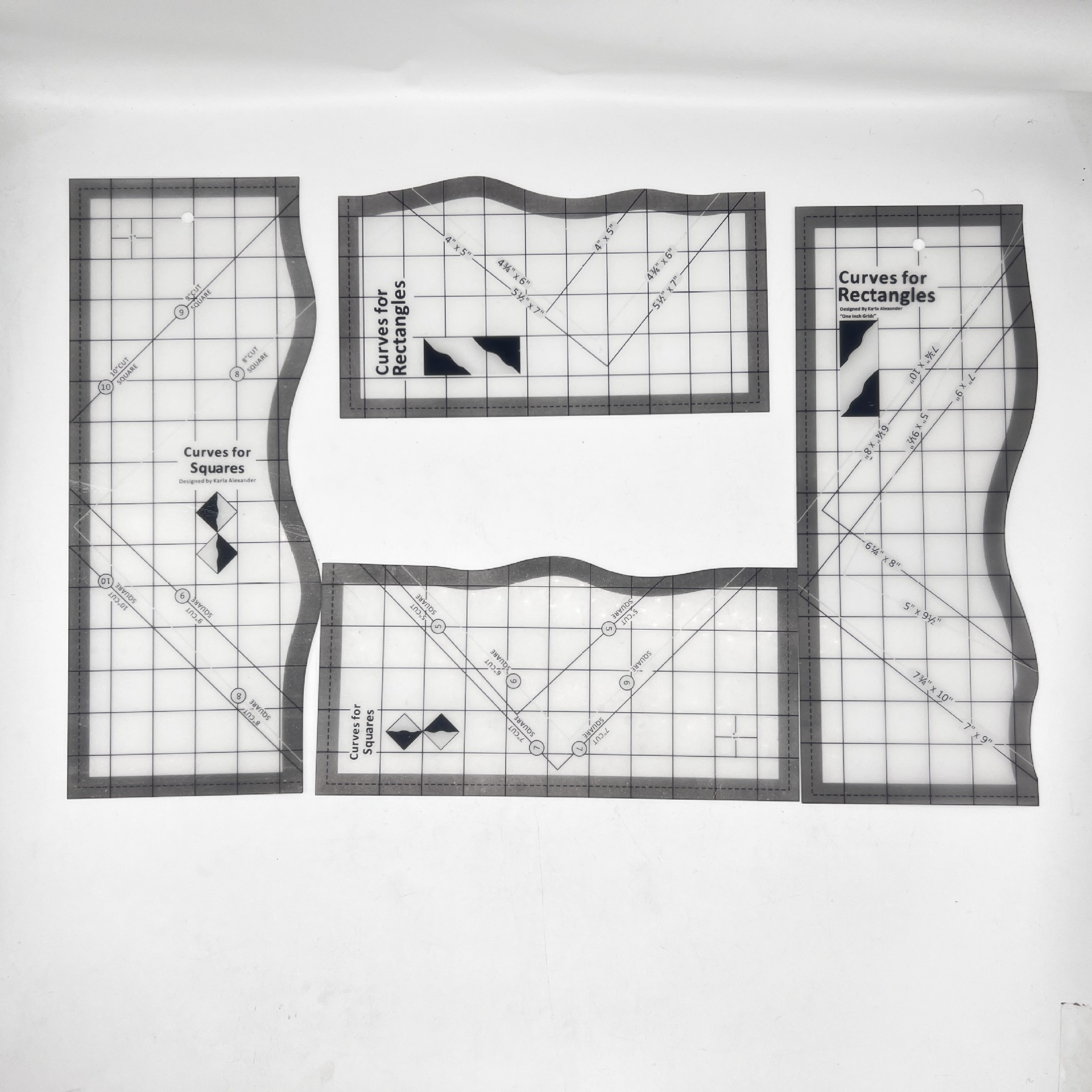 Diseño de prendas de vestir acrílico 90 ° regla de costura de tela de corte de tela doble regla de patrón de tela de corte