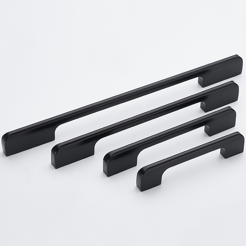 Manija de puerta de gabinete alargado moderna manija de puerta de aleación de aluminio minimalista manija de puerta de gabinete de zapato negro americano