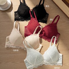 K33 法式蕾丝内衣女小胸聚拢显大加厚平胸专用收副乳防下垂文胸罩