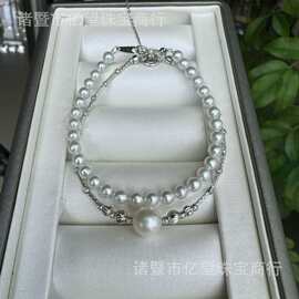 8-9mm正圆无瑕珍珠手链车花珠手链4-5mm小米珠叠戴菠萝球精致baby