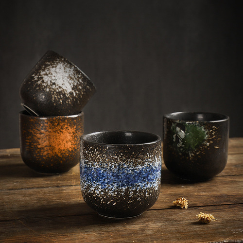 Cross-border Japanese casual cups for commercial sushi cuisine ceramic tableware straight leg retro water cup wholesale