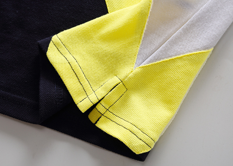 Polo uomo cotone maniche corte color-block di alta qualità_voghion.com