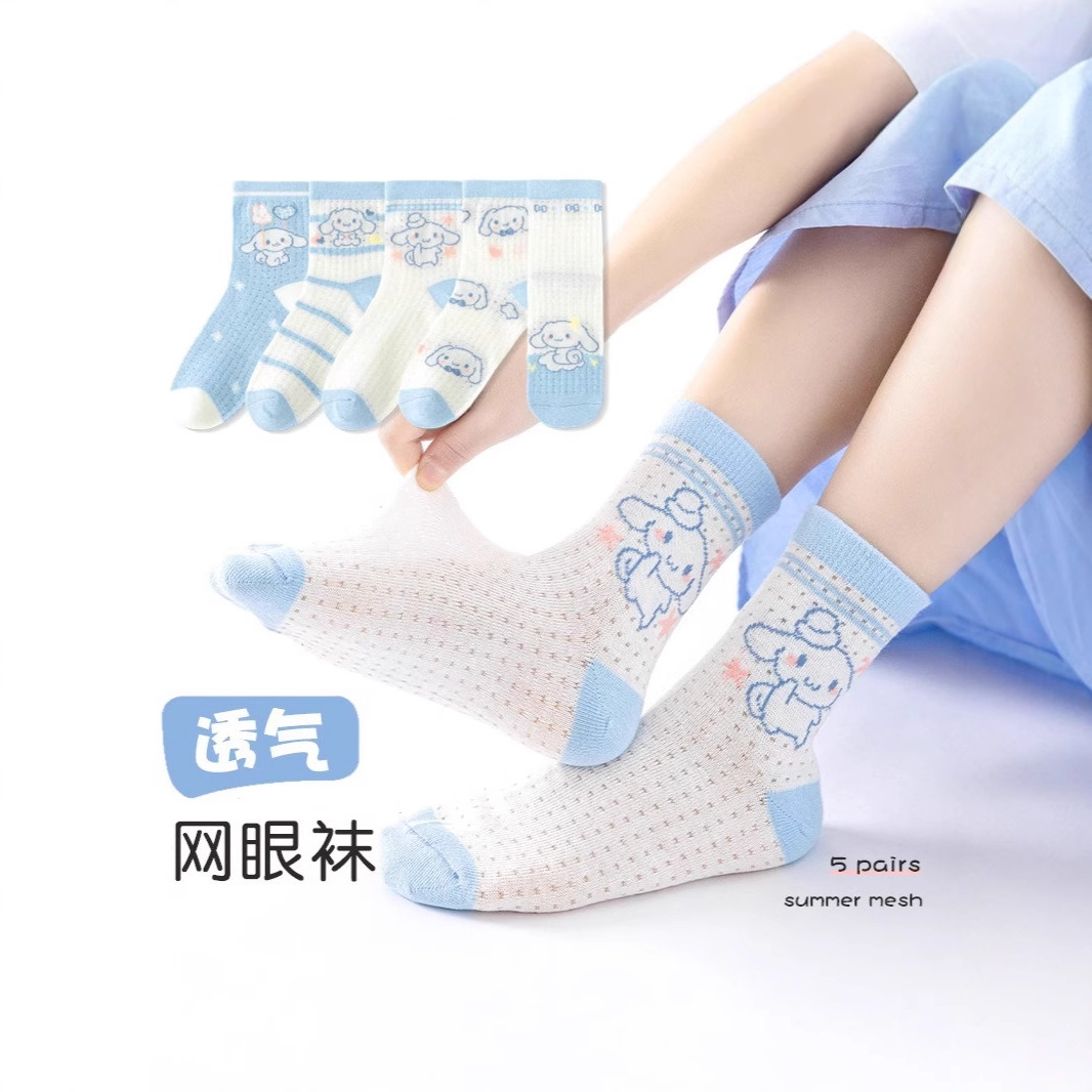 Zhuji's New Kidsren's Socks Are Popular Mesh Breathable and Non-Stuffy Feet Sweat-Absorbent Combed Cotton Type a Cute Cartoon Baby Socks