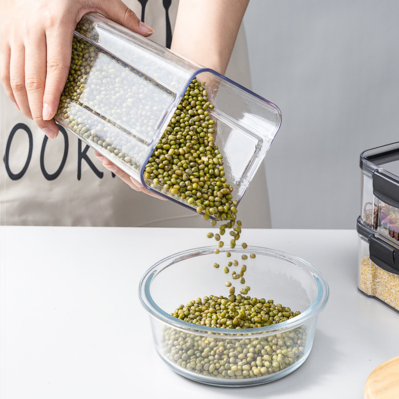 Tanque de sellado granos de cocina almacenamiento de grano de grano caja de plástico transparente de grado alimenticio bocadillos productos secos tanque de almacenamiento de té