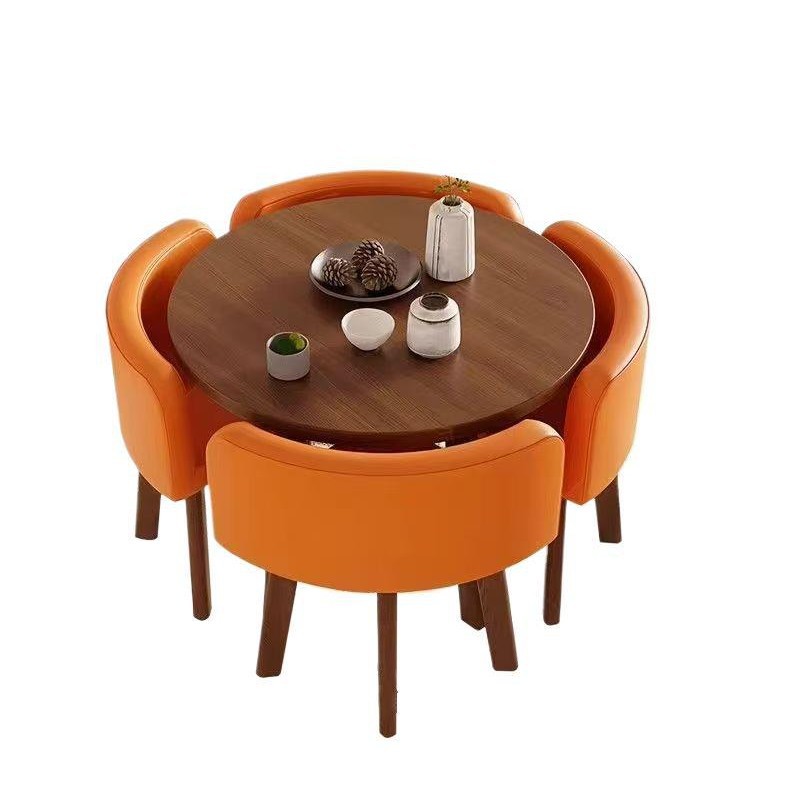 Mesa de comedor doméstica simple y moderna, mesa de comedor, mesa de comedor, mesa de comedor, mesa redonda de sala de estar, silla de comedor de almacenamiento completo image 6